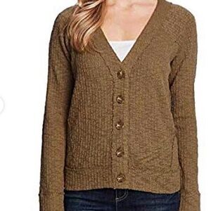 Vince Camuto Olive Green Button-Up Cardigan